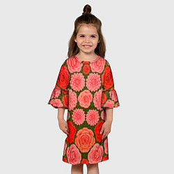 Платье клеш для девочки Цветочная поляна паттерн, цвет: 3D-принт — фото 2