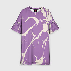 Платье клеш для девочки Разломы на лиловом, цвет: 3D-принт