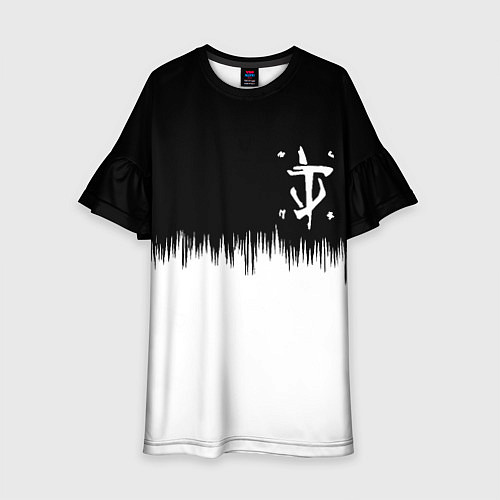 Детское платье Doom краски черно белый / 3D-принт – фото 1