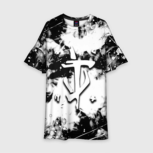 Детское платье Doom краски всплеск белые / 3D-принт – фото 1