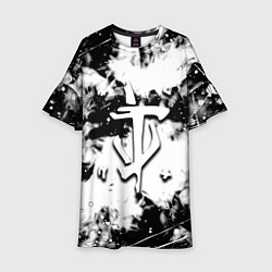 Платье клеш для девочки Doom краски всплеск белые, цвет: 3D-принт