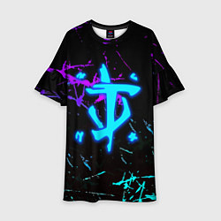 Платье клеш для девочки Doom неоновые штрихи, цвет: 3D-принт