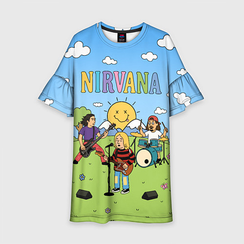 Детское платье Nirvana мультяшный стиль на поляне / 3D-принт – фото 1