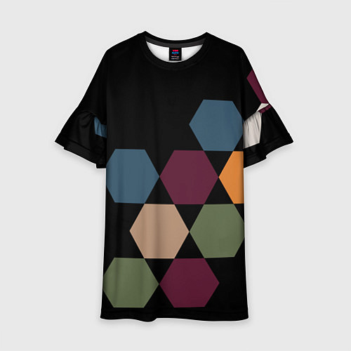 Детское платье Honeycombs autumn colors / 3D-принт – фото 1