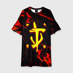 Платье клеш для девочки Doom огненные искры, цвет: 3D-принт