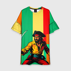 Платье клеш для девочки Пират поп-арт, цвет: 3D-принт