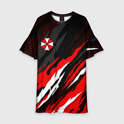 Платье клеш для девочки Umbrella - красное пламя, цвет: 3D-принт