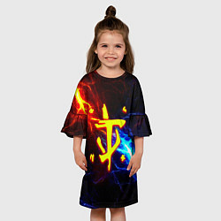 Платье клеш для девочки Doom шторм с молниями, цвет: 3D-принт — фото 2