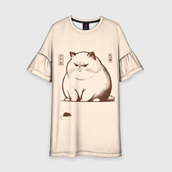 Платье клеш для девочки Недовольный кот и мышь, цвет: 3D-принт