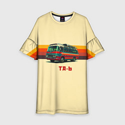 Платье клеш для девочки Ретро автобус ТА-6 поп-арт, цвет: 3D-принт