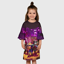 Платье клеш для девочки Майнкрафт - герои в окружении, цвет: 3D-принт — фото 2