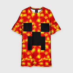 Платье клеш для девочки Лавовый крипер, цвет: 3D-принт