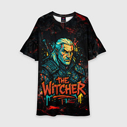 Платье клеш для девочки Ведьмак стиль граффити, цвет: 3D-принт