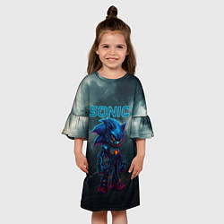 Платье клеш для девочки Sonic cyberpunk style, цвет: 3D-принт — фото 2