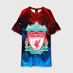Платье клеш для девочки Liverpool огненный дым текстура, цвет: 3D-принт