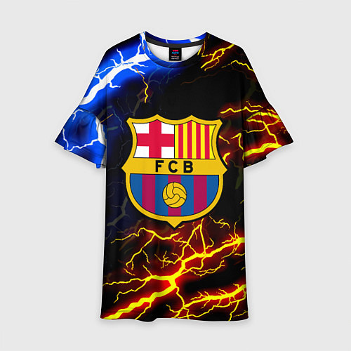 Детское платье Барселона неоновый шторм / 3D-принт – фото 1