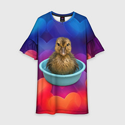 Платье клеш для девочки Мокрый утенок в тазике, цвет: 3D-принт