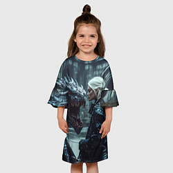 Платье клеш для девочки Цири с монстром, цвет: 3D-принт — фото 2