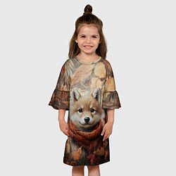 Платье клеш для девочки Осенний волчонок, цвет: 3D-принт — фото 2
