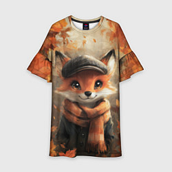 Платье клеш для девочки Милый осенний лисёнок, цвет: 3D-принт