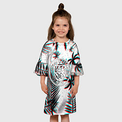 Платье клеш для девочки Манчестер сити глитч тропики, цвет: 3D-принт — фото 2