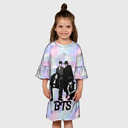 Платье клеш для девочки BTS черно-белый стиль, цвет: 3D-принт — фото 2