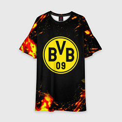 Платье клеш для девочки Borussia огненные краски, цвет: 3D-принт