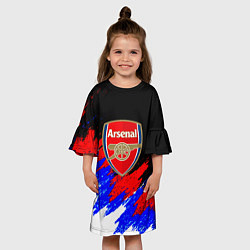 Платье клеш для девочки Арсенал краски триколор, цвет: 3D-принт — фото 2