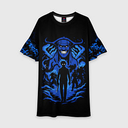 Платье клеш для девочки Поднятие уровня в одиночку с иероглифами, цвет: 3D-принт