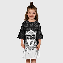 Платье клеш для девочки Liverpool японские символы краски, цвет: 3D-принт — фото 2