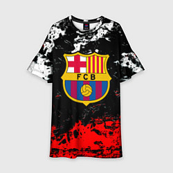 Платье клеш для девочки Barcelona красно белые краски, цвет: 3D-принт