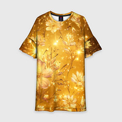 Детское платье Цветочный золотой с искрами