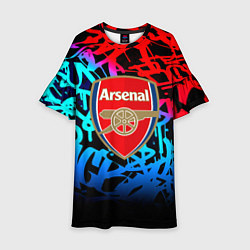 Платье клеш для девочки Arsenal граффити неон, цвет: 3D-принт