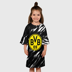 Платье клеш для девочки Borussia штрихи красок текстура, цвет: 3D-принт — фото 2