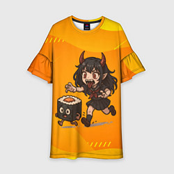 Детское платье Девочка дьявол бежит за роллом