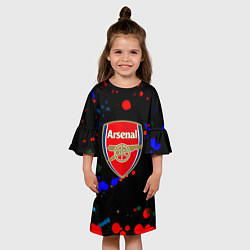 Платье клеш для девочки Arsenal неоновые брызги красок, цвет: 3D-принт — фото 2