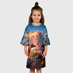 Платье клеш для девочки Фрирен с цветами, цвет: 3D-принт — фото 2