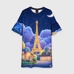 Платье клеш для девочки Eiffel tower, цвет: 3D-принт