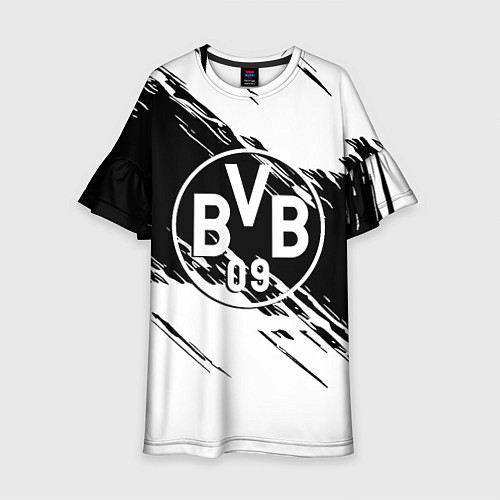 Детское платье Borussia черно белые полосы / 3D-принт – фото 1
