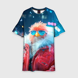 Детское платье Розовая птичка в куртке