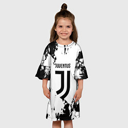 Платье клеш для девочки Juventus черные краски абстракция, цвет: 3D-принт — фото 2