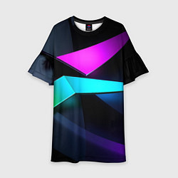 Платье клеш для девочки Neon colored geometric, цвет: 3D-принт