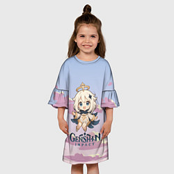 Платье клеш для девочки Genshin Impact чиби Паймон, цвет: 3D-принт — фото 2