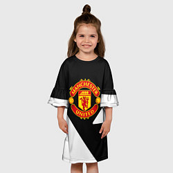 Платье клеш для девочки Манчестер Юнайтед полосы, цвет: 3D-принт — фото 2
