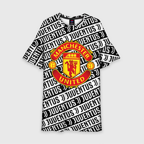 Детское платье Манчестер Юнайтед x ювентус паттерн / 3D-принт – фото 1