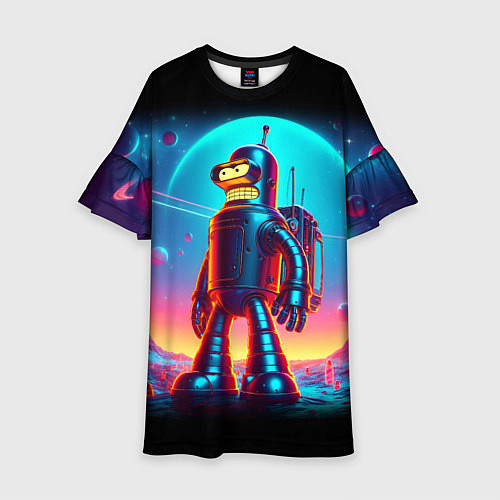 Детское платье Космонавт Бендер на неоновой планете / 3D-принт – фото 1