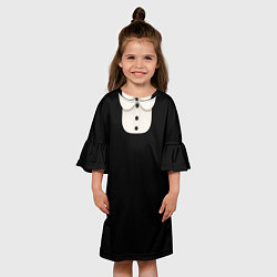 Платье клеш для девочки Девочка Уэнздей - черное, цвет: 3D-принт — фото 2