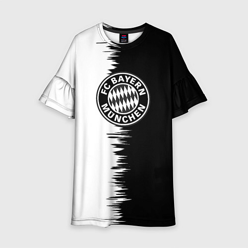 Детское платье Бавария Мюнхен черно белые штрихи / 3D-принт – фото 1