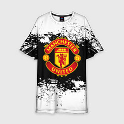 Детское платье Манчестер Юнайтед черно белые краски лого