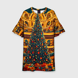 Платье клеш для девочки Московская новогодняя елка, цвет: 3D-принт